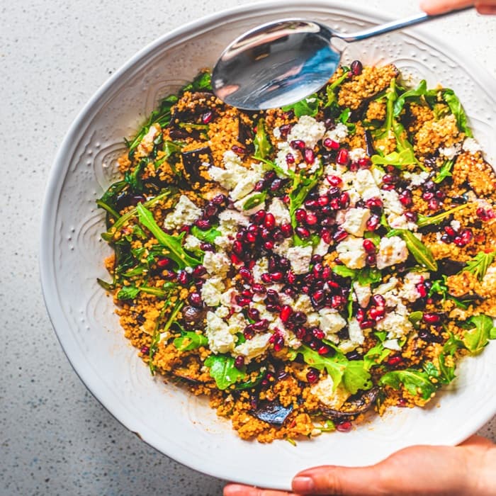 Aubergine couscous salad, a Turkish dish