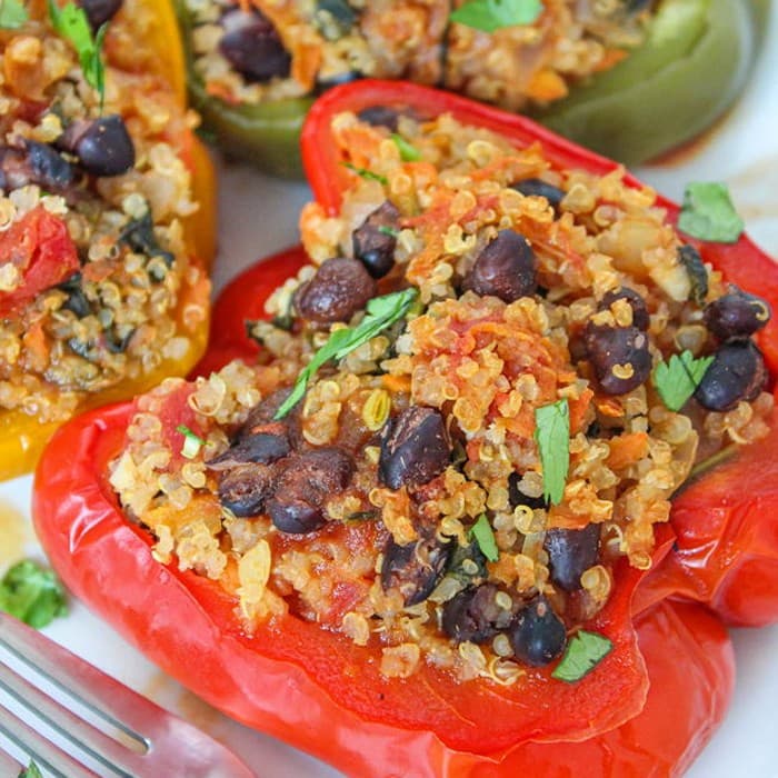 Stuffed Bell Peppers with Quinoa and Black Beans, a Mexican dish