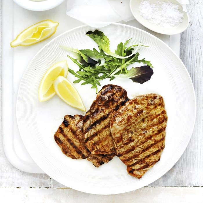 Portuguese barbecued pork (Febras assadas), a Portuguese dish