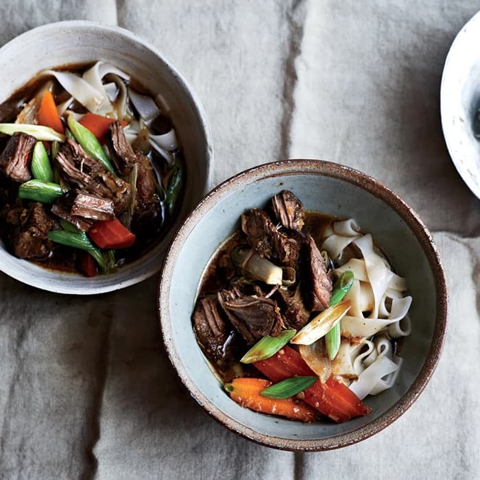 Lemongrass beef stew with noodles, a Thai dish
