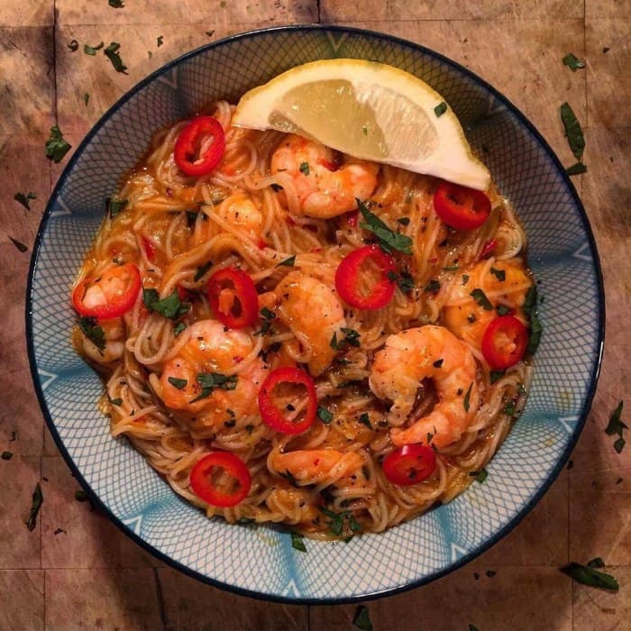 Laksa King Prawn Noodles, a Malaysian dish