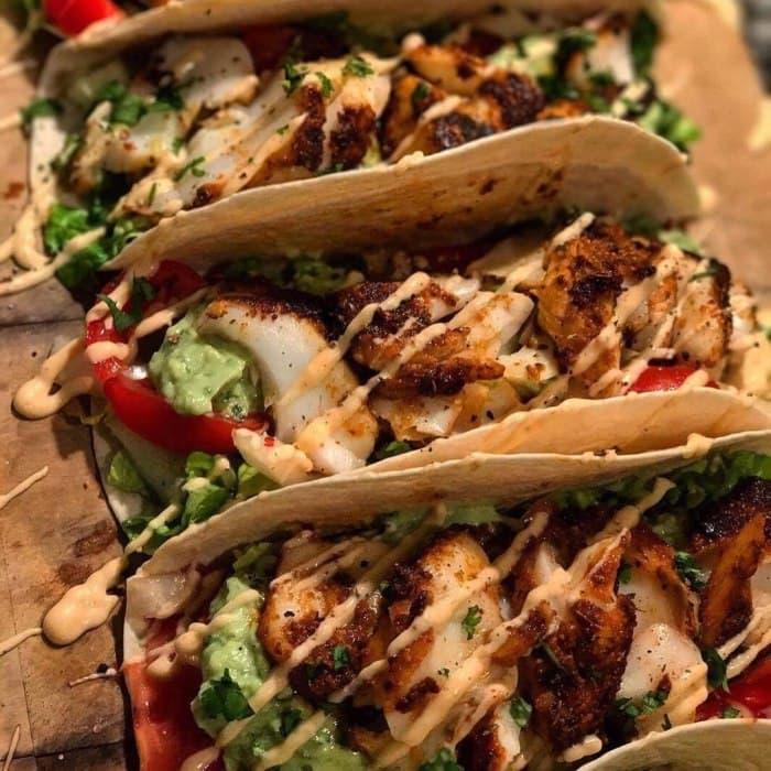 Cajun spiced fish tacos, a Mexican dish