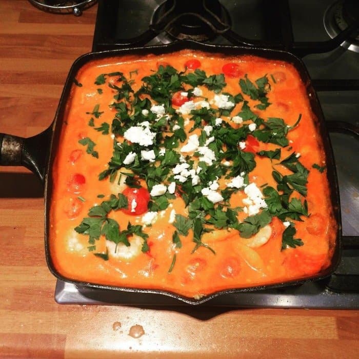Garides Saganaki, a Greek dish