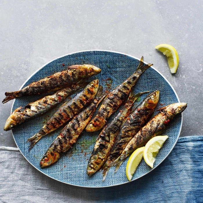 Grilled Portuguese sardines, a Portuguese dish