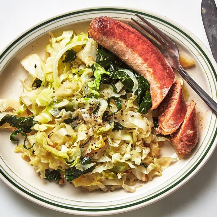 Crispy Sausages and Greens, a Irish dish